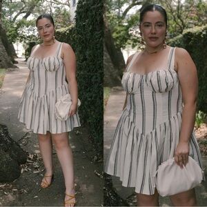 Target Striped Mini Dress in Cream and Black